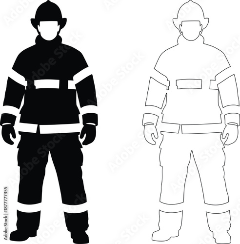 Firefighter Emergency Silhouette Fire Rescue Concept