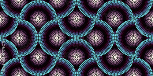 Seamless pattern with mosaic tiles, editable template. Ancient mosaic ceramic tile pattern. Vector illustration graphic mosaic