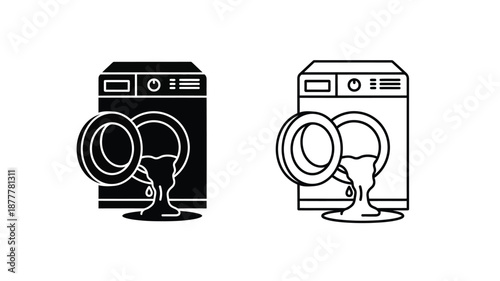 Black and white line art of a dishwasher appliance illustration