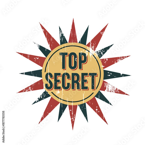 Retro Distressed Top Secret Grunge Stamp Illustration - Classified Information Concept