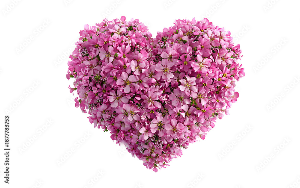 Fototapeta premium Decorative pink flower heart captured for lifestyle, branding, and creative festive displays isolated on transparent background PNG