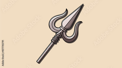 Stylized illustration of a traditional silver trident, a powerful symbol of divine energy and protection, widely revered in Hindu culture and prominently featured during festivals like Thaipusam