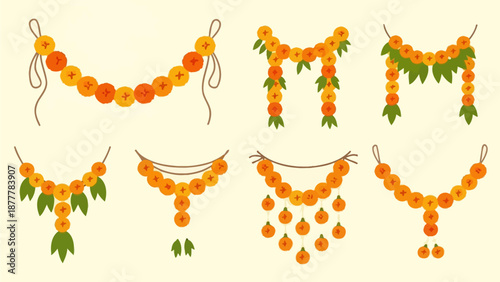 Decorative Marigold Garlands for Festive Occasions like Thaipusam, Indian Festivals, and Celebrations