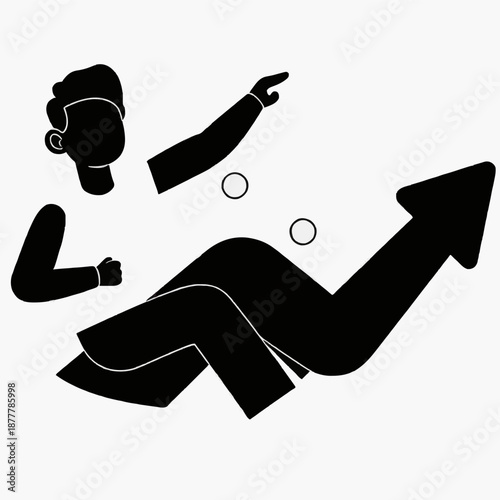Falling Business Man with Upward Arrow