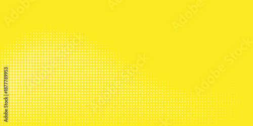 Bright yellow pop art background in retro comic style with halftone dot design,
