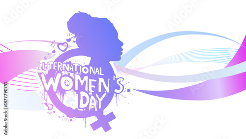 nternational women's day banner with woman profile in venus symbol
