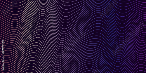Neon waves. Abstract futuristic gradient background. Dynamic digital ripple. Sound wave effect. Used in tech design, music, background, web. Graphics, vector.