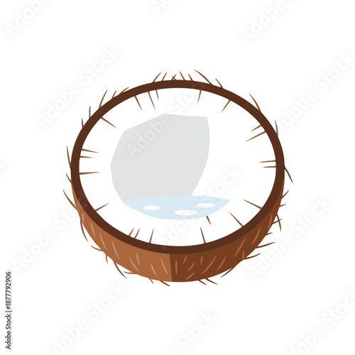 Cracked Coconut Shell with Water