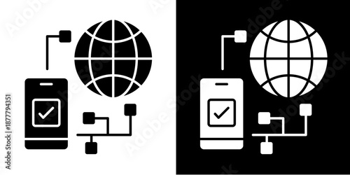 Mobile Access  Icon Set White Glyph Style Collection