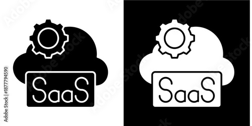Saas  Icon Set White Glyph Style Collection