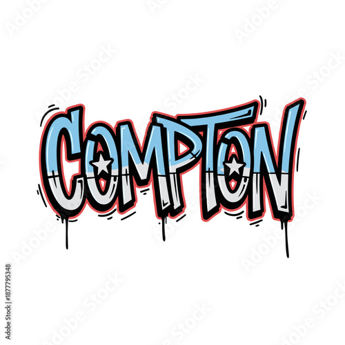 Graffiti Art Style Text Design for Compton City.