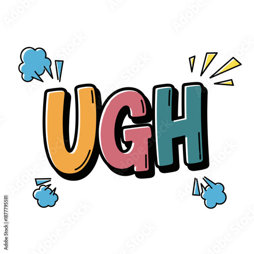 Ugh word art with comic style.
