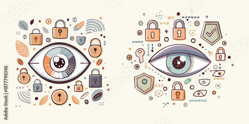 Abstract design with vector illustration of an eye and artistic elements