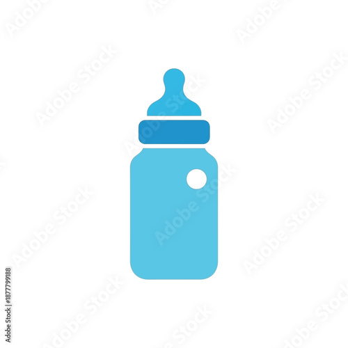 Baby bottle icon in soothing blue for nursery or parenting themes