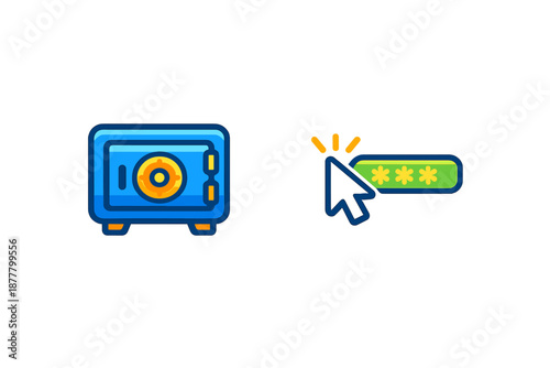 Safe and password input icon with cursor