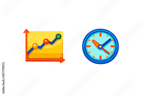 Business growth and time management icons