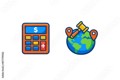 Calculator and Global Auction Icons
