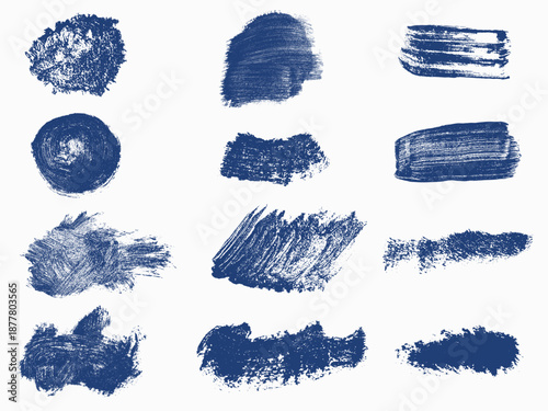 Vector brushstroke clipart collection with hand-drawn dry ink textures isolated on light background. Rough grunge strokes for brushes, posters, lettering, branding, social media, digital designs