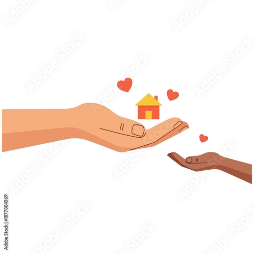 House being held in hands representing real estate concept