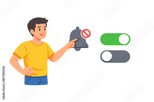 Man turning off notifications using a toggle switch