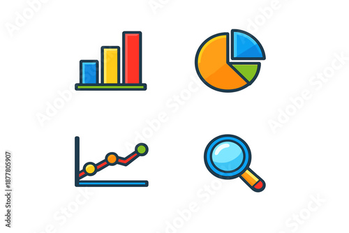 Collection of statistical and analytical icons