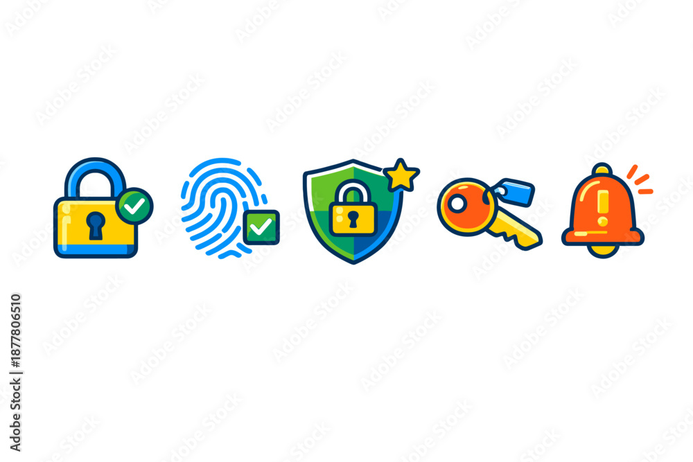 Obraz premium Security and notification icons on a blurred background