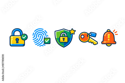 Security and notification icons on a blurred background