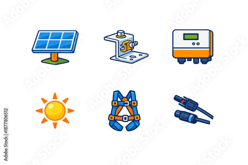 Solar energy equipment icons