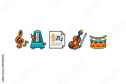 Musical instruments and symbols icons