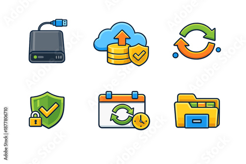 Computer backup and data storage icons