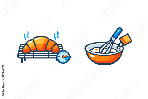 Croissant baking and mixing ingredients for baking