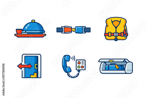 Collection of travel and service icons on a dark background