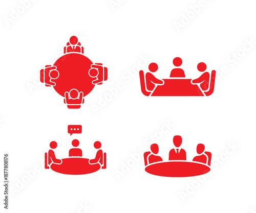 Business Meeting Icon for Teamwork, Corporate Discussion and Office UI Design