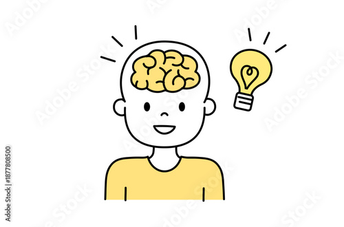 ひらめく脳のアイコンイラスト