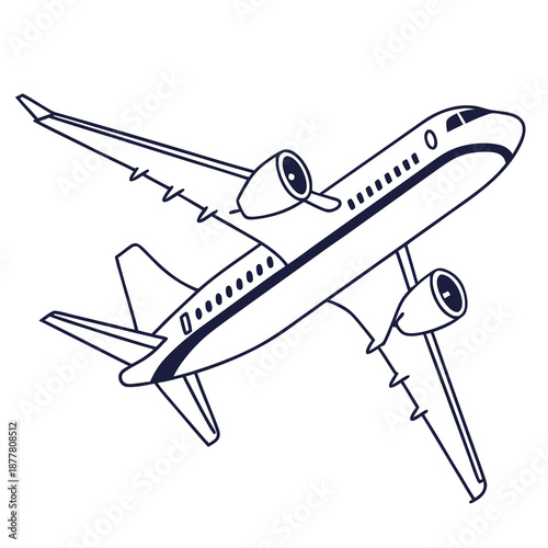 Illustrated commercial airplane