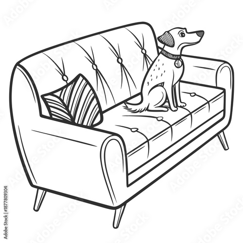 Dog sitting on sofa