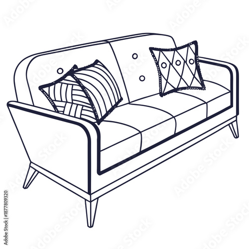 Modern sofa with decorative pillows