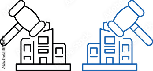 Real Estate and Property Management Icon set. Home, Housing, Investment and Mortgage Symbols. Property for sale, land plot zoning, and building construction concepts.