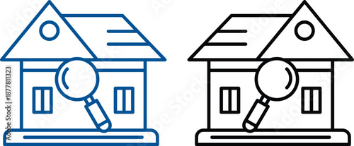 Real Estate and Property Management Icon set. Home, Housing, Investment and Mortgage Symbols. Property for sale, land plot zoning, and building construction concepts.