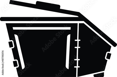 Simple Skip Bin Logo Black Glyph Minimalist