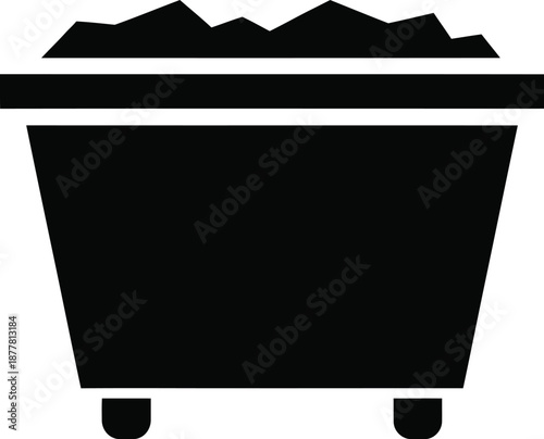 Skip Bin Glyph Logo Black Silhouette On White Background