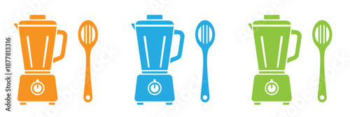 Collection of blender jar silhouette icon set. cooking vector icons illustration.
