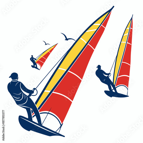 Windsurfing silhouettes
