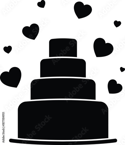 Valentine's day cake icon isolated on transparent background