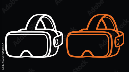 Virtual reality headsets in white and orange