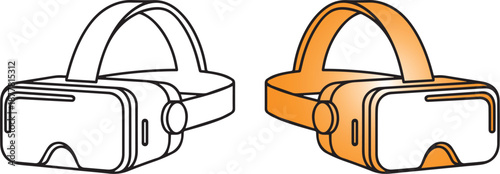 Two virtual reality headsets displayed in contrasting colors