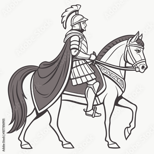 Classical royal warrior riding horse calmly armor 1