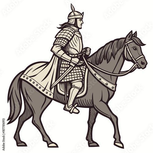 Classical royal warrior riding horse calmly reali armor 2
