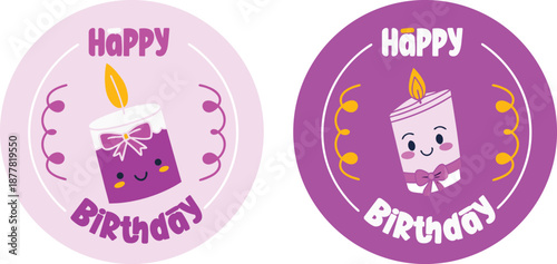 Cute Happy Birthday Candle Stickers and Birthday Toppers for Celebration
