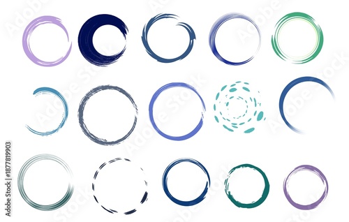 Minimal Abstract Circular Brush Strokes Set – Modern Gradient Ring Elements